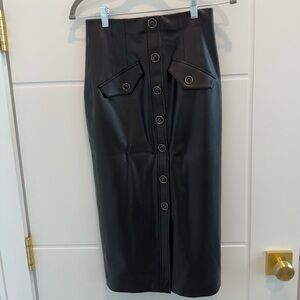 Veronica Beard Barrie faux leather midi skirt